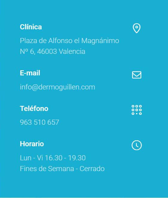 información de contacto de la clínica